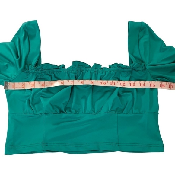 Cider Teal Long Sleeve Crop Top​ - Picture 4 of 5